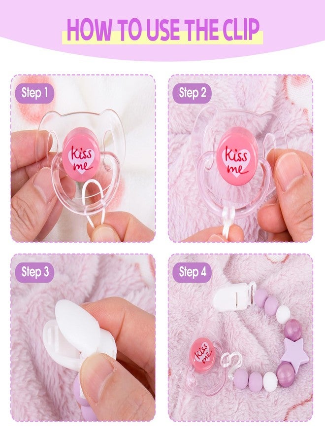 Aori Pacifier Clips for Rebron Baby Dolls Holders Silicone Chain with Magnetic Pacifier -Purple - Image 5